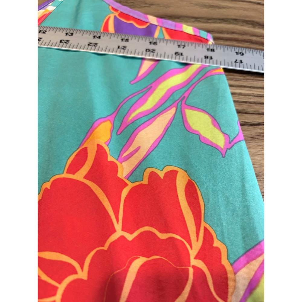 Millibon USA Floral Cocoon Dress Balloon Hem Sleeveless Oversized M Resortwear - Picture 11 of 12